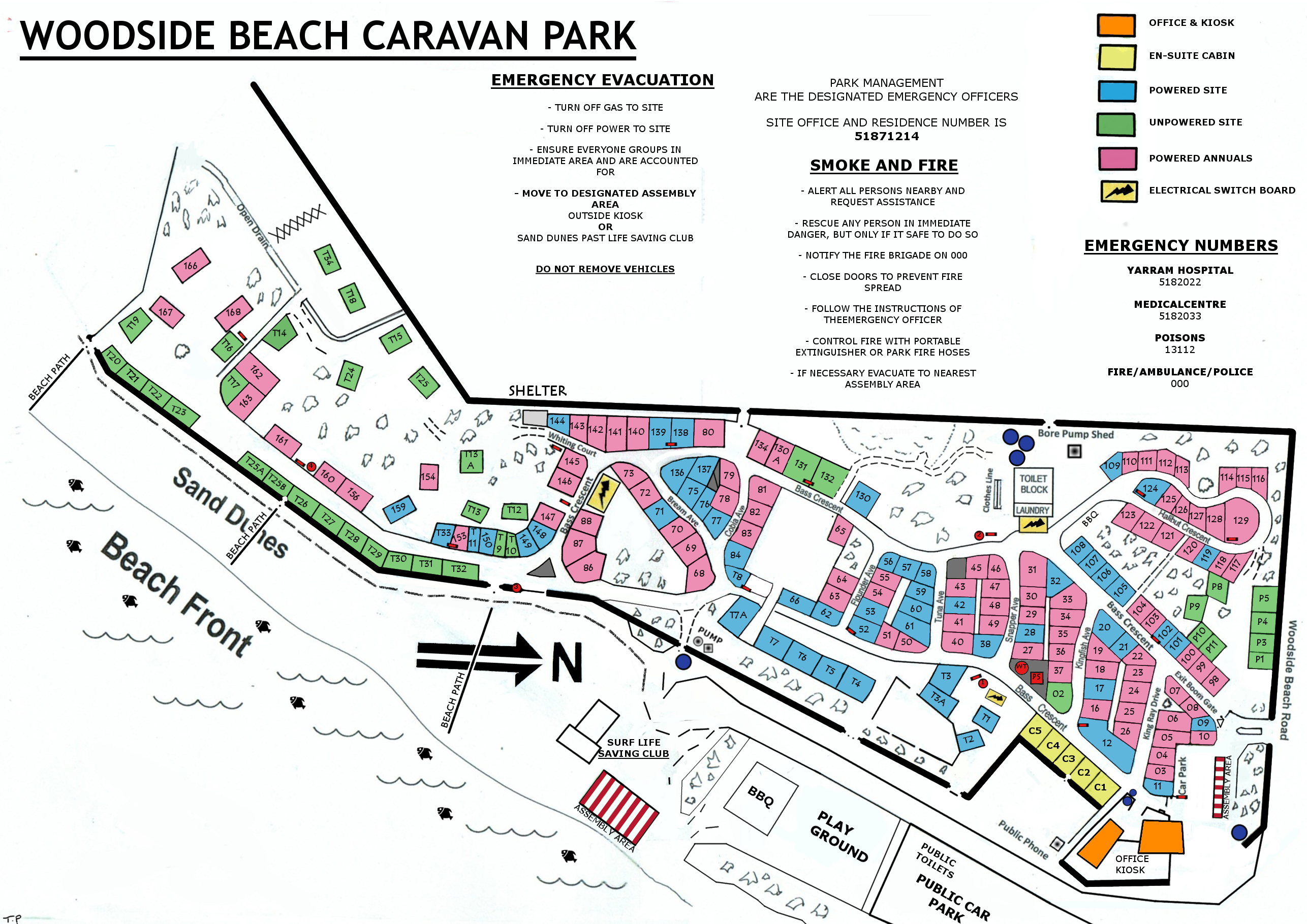 One Mile Beach Caravan Park Map